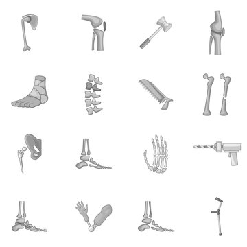 Orthopedic and spine icons set monochrome