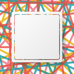 White square board and border on colorful line abstract design background concept