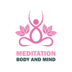 yoga logo with text space for your slogan / tagline, vector illustration