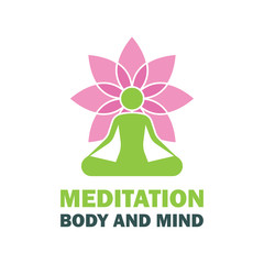 yoga logo with text space for your slogan / tagline, vector illustration