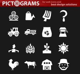 Agriculture and farming icons set