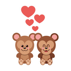 Obraz na płótnie Canvas Bear cartoon in love icon. Animal cute adorable and creature theme. Isolated design. Vector illustration