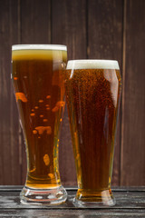 beer glass on a wooden background