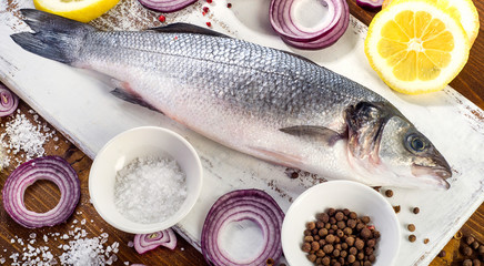 Fresh fish with  spices, salt