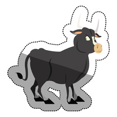 Bull cartoon icon. Animal cute adorable and creature theme. Isolated design. Vector illustration