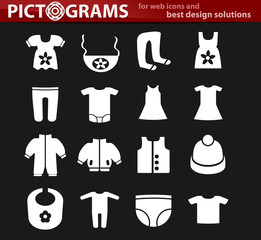 baby clothes icon set