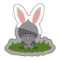 Fototapeta premium Rabbit cartoon icon. Animal cute adorable and creature theme. Isolated design. Vector illustration