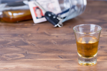 a stack of alcohol on wooden
