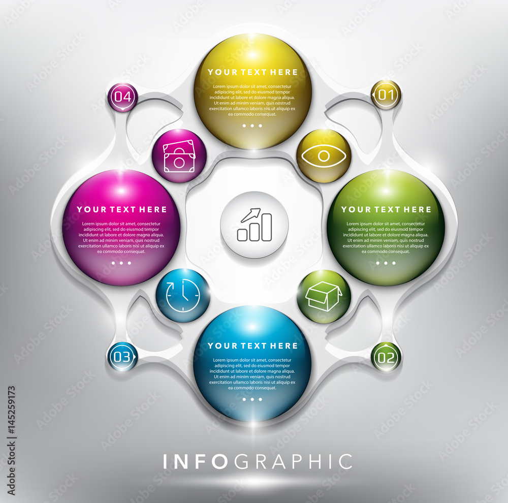 Wall mural infographic design template for 4 options. can be used for workflow layout, banner, number options, 
