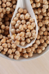 soy beans on wooden table