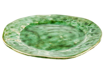 Green handmade pottery plate