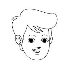 face of young man cartoon icon image black line vector illustration design 