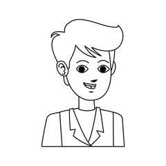 young man portrait  cartoon icon image black line vector illustration design 