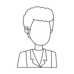 faceless young man cartoon icon image black line vector illustration design 