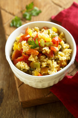 Couscous or mullet salad with vegetables