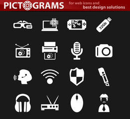Electronics repair icons set