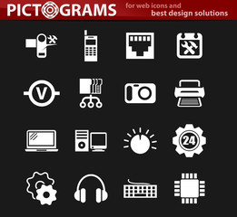 Electronics repair icons set