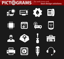 Electronics repair icons set