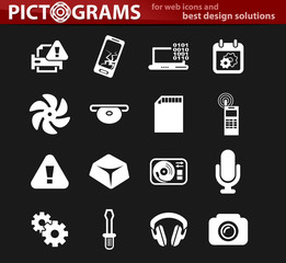Electronics repair icons set