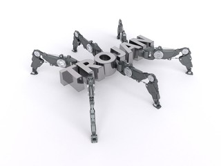 3D illustration of Trojan text in the shape of a cyber bug