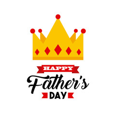 happy father day card with crown icon. colorful design. vector illustration