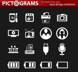 Electronics repair icons set