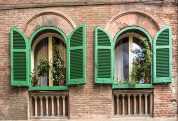 Typical building exterior in Pisa, Italy