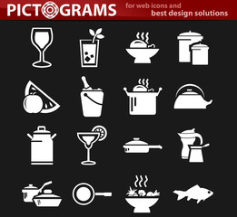 Food and kitchen icons set