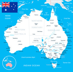 Australia - map and flag – illustration