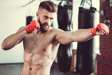 Handsome bearded boxer