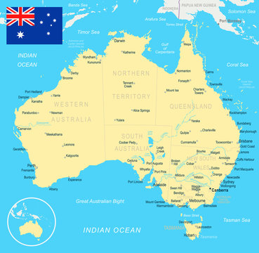 Australia - map and flag – illustration
