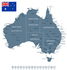 Australia - map and flag – illustration