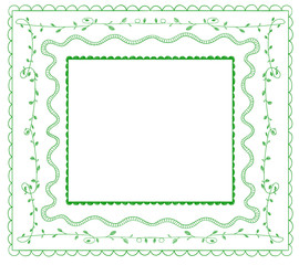 Doodle frames VECTOR set. Green on white.