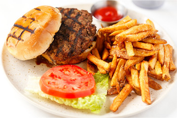 Hamburger and French Fries