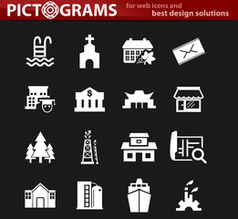 Infrastucture of the city icons set