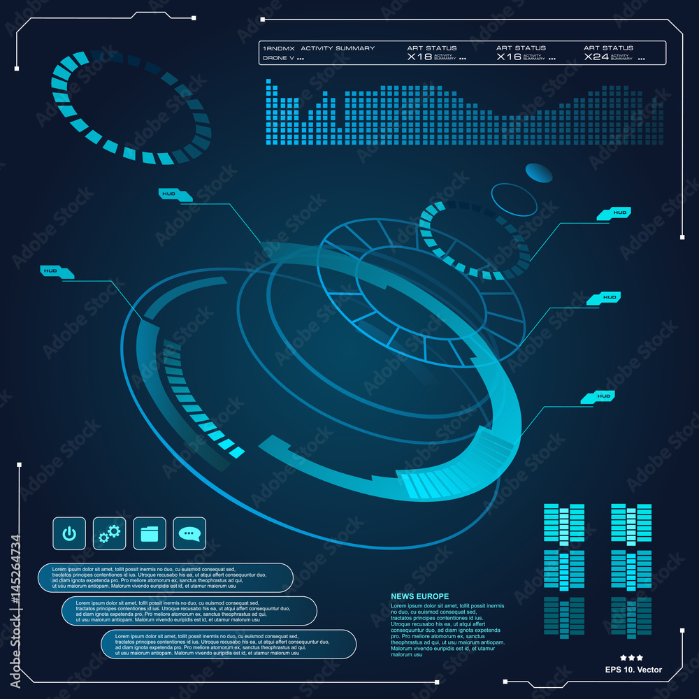 Poster background with futuristic user interface design concept with hud elements