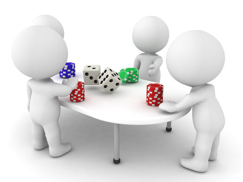 3D Characters playing a gambling game