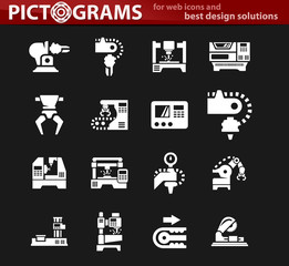 Machine tool icons set