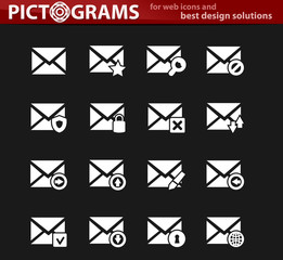 Mail and envelope icons set