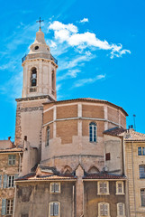 Fototapeta na wymiar Ancient church tower in Marseille, Provence, France