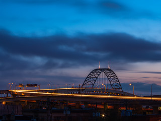 Morning traffic on a bridge 