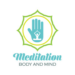 yoga body and mind meditation logo with text space for your slogan / tagline, vector illustration

