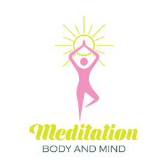 yoga body and mind meditation logo with text space for your slogan / tagline, vector illustration

