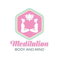 yoga body and mind meditation logo with text space for your slogan / tagline, vector illustration

