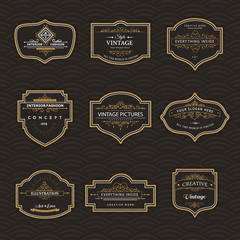 Frame classic template. Vintage contour blank frames and labels. Vintage elements design for cafe, restaurant, boutique, hotel, shop, jewelry. Vector retro elements