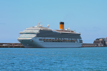 Cruise liner on parking in port. Funchal, Madeira, Portugal