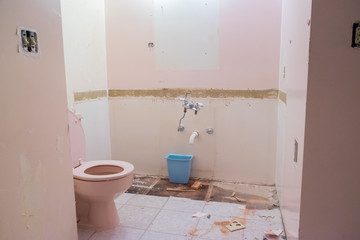 Naklejka na ściany i meble Bathroom with Pink Toilette