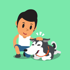 Obraz na płótnie Canvas Cartoon a man and his dog