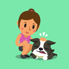 Cartoon a woman and her dog
