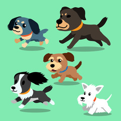 Vector cartoon dogs running